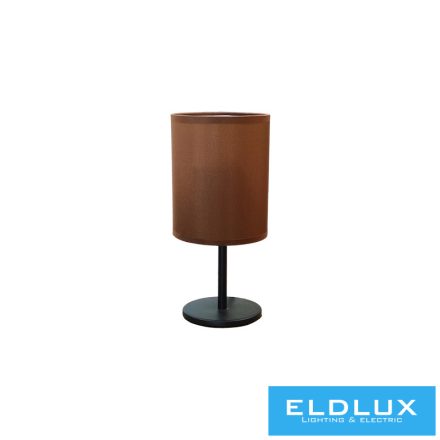 ELDLUX Asztali lámpa fekete kör alap barna TC egyenes lámpaernyővel E14