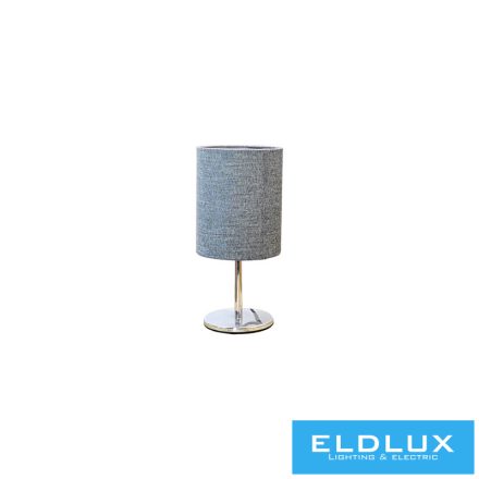 ELDLUX Asztali lámpa króm kör alap S-szürke TC egyenes lámpaernyővel E14