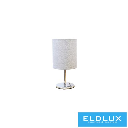 ELDLUX Asztali lámpa króm kör alap v-szürke TC egyenes lámpaernyővel E14