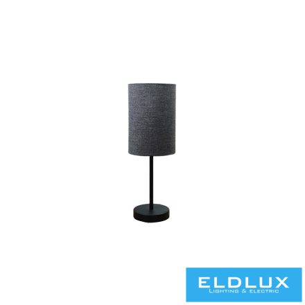 ELDLUX Asztali lámpa fekete kör alap s-szürke TC egyenes lámpaernyővel E14