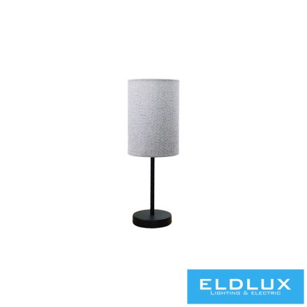 ELDLUX Asztali lámpa fekete kör alap v-szürke TC egyenes lámpaernyővel E14