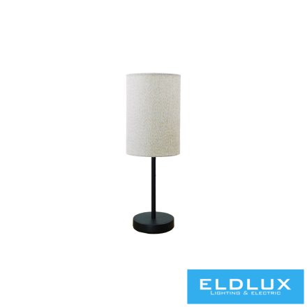 ELDLUX Asztali lámpa fekete kör alap v-barna TC egyenes lámpaernyővel E14