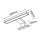 UNIVERSO Falra és bútorra szerelhető tükörvilágítás 5w 430lm CCT.Kap IP44 300x100x45mm Fekete