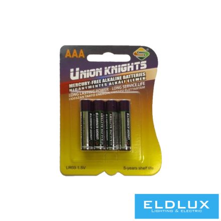 Union Knights higanymentes alkáli elem LR03 (AAA) 4db/bliszter