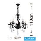 UNIVERSO Csillár 5 karos 5xE14 Max.40W D60x110cm fekete