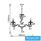 UNIVERSO Csillár 5 karos 5xE14 Max.40W D60x110cm fehér