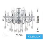 UNIVERSO Csillár 8 karos 8xE14 Max.40W D71x58cm króm