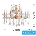 UNIVERSO Csillár 8 karos 8xE14 Max.40W D71x58cm arany