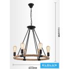 UNIVERSO Kender kötél csillár 6xE27 IP20 D600x1000mm fekete