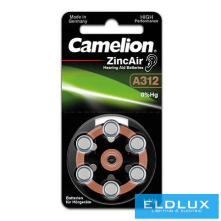 CAMELION Zinc Air elem hallókészülék 1.4V A312/ZL 312-BP6