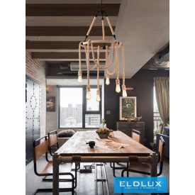   UNIVERSO Kender kötél csillár 6xE27 max. 240V ∅600×1500mm fekete