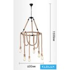 UNIVERSO Kender kötél csillár 6xE27 max. 240V ∅600×1500mm fekete