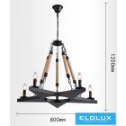 UNIVERSO Kender kötél csillár 5xE14 IP20 D800x1250mm fekete