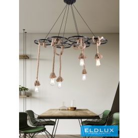   UNIVERSO Kender kötél csillár 6xE27 IP20 1100x1300mm fekete