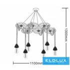 UNIVERSO Kender kötél csillár 6xE27 IP20 1100x1300mm fekete