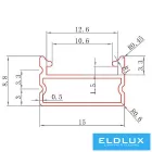 UNIVERSO mennyezetre aluprofil matt fehér íves fedlappal+végzáró 2m 15*8.8mm