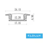 UNIVERSO süllyesztett aluprofil matt fehér fedlappal+végzáró Fekete 2000x24.15x6.9mm