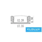 UNIVERSO mennyezetre aluprofil matt fehér fedlappal+végzáró 2m 17.35x6.9mm Fehér