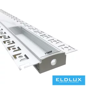   UNIVERSO süllyesztett aluprofil matt fehér fedlappal 2m 11mm