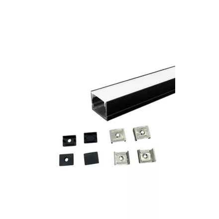 UNIVERSO LED fekete aluprofil, fekete fedlappal 20x16.5x2000mm 