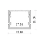 UNIVERSO LED fekete aluprofil, fekete fedlappal 20x16.5x2000mm 