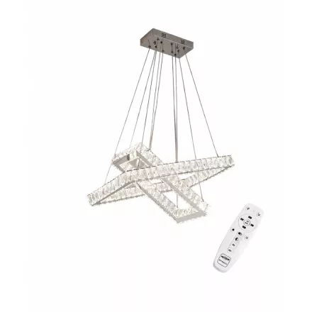 UNIVERSO Kristály üveg csillár 46w 3680lm CCT Távirányító IP20 Króm 600x380x1200mm