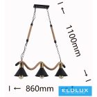 UNIVERSO Kender kötél csillár 3xE27 IP20 860x1100mm fekete