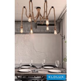   UNIVERSO Kender kötél csillár 6xE27 max. 240V 1200mm fekete