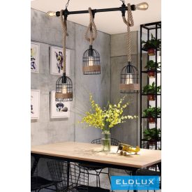   UNIVERSO Kender kötél csillár 5xE27 IP20 790x1200mm fekete