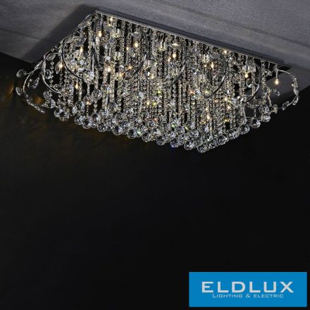ELDLUX Kristály Üveg Mennyezeti Lámpa Króm LED 24×5W 4000k IP20 1050x700x340mm