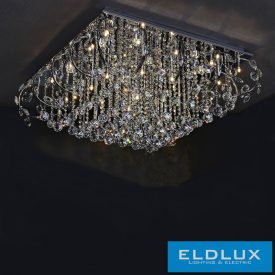   ELDLUX Kristály Üveg Mennyezeti Lámpa Króm LED 25×5W 4000k IP20 850x850x340mm