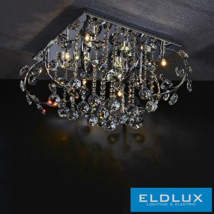 ELDLUX Kristály Üveg Mennyezeti Lámpa Króm LED 8×5W 4000k IP20 500x500x300mm