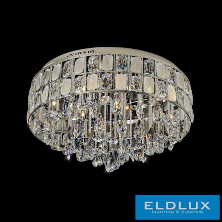 ELDLUX Kristály Üveg Mennyezeti Lámpa Króm LED 15×5W 4000k IP20 ∅650x390mm