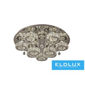   ELDLUX Kristály üveg mennyezeti lámpa 81w 6480lm CCT.T IP20 D700x295mm Króm