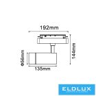 UNIVERSO Mágneses sínbe szerelhető spot Lámpa DC:48V 14w 1190lm 3000k RA90 IP20 Fekete D56x192x144mm