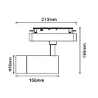 UNIVERSO Mágneses sínbe szerelhető spot Lámpa DC:48V 20w 2085lm CCT.Kap RA90 IP20 Fekete D76x213x165mm