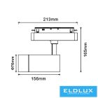 UNIVERSO Mágneses sínbe szerelhető spot Lámpa DC:48V 24w 2280lm 4000k RA90 IP20 Fekete D76x213x165mm