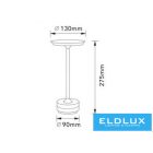 UNIVERSO Tölthető asztali lámpa DC:5V 2000mAh 3w 130lm CCT D130x275mm IP20 Fekete