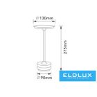 UNIVERSO Tölthető asztali lámpa DC:5V 2000mAh 3w 130lm CCT D130x275mm IP20 Óarany