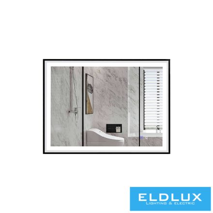 ELDLUX Tükör fekete kerettel LED háttérvilágítással (párátlanító + érintőkapcsoló) IP44 1000x700mm