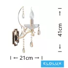 UNIVERSO Fali lámpa 1 karos 1xE14 Max.40W D21x41cm arany