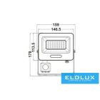 UNIVERSO LED reflektor mozgásérzékelővel 30w 2750lm 6500K 120° 159x178mm IP65 Fekete