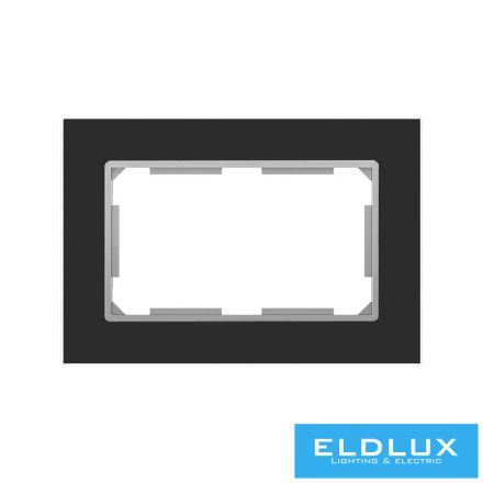 ELDIRA dupla 2P+F konnektorhoz üveg keret fekete