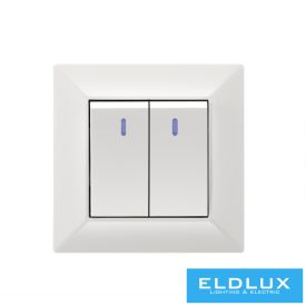 ELDGROUND Jelzőfényes kettős váltókapcsoló Fehér