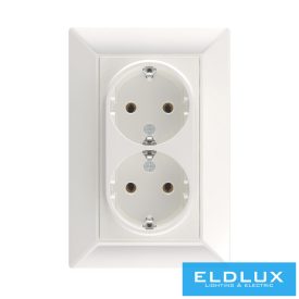 ELDGROUND Dupla 2P+F csatlakozóaljzat Fehér