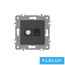 ELDGROUND SAT (13db) + RJ45 Cat.5e UTP aljzat Fekete
