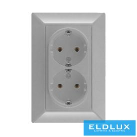 ELDGROUND Dupla 2P+F csatlakozóaljzat Ezüst