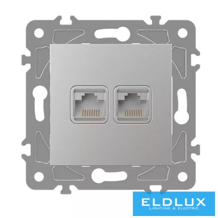 ELDLUX ELDGROUND 2×RJ45 Cat.6 UTP aljzat Ezüst