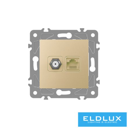 ELDLUX ELDGROUND SAT (13db) + RJ45 Cat.5e UTP aljzat arany