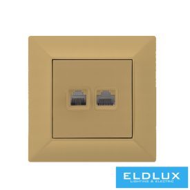 ELDGROUND RJ11 TEL + RJ45 Cat.5e UTP aljzat Arany